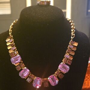 Chic Glass Two Toned Lavender and Gold Necklace, Bracelet And Matching Ring